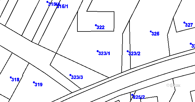 Parcela st. 323/1 v KÚ Červenka, Katastrální mapa