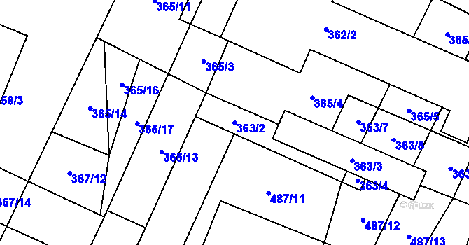 Parcela st. 363/2 v KÚ Červenka, Katastrální mapa