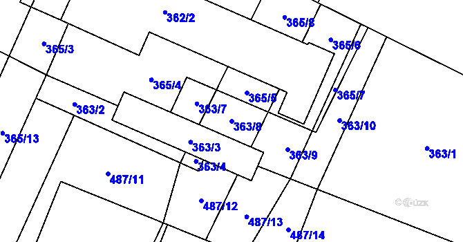 Parcela st. 363/8 v KÚ Červenka, Katastrální mapa