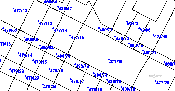 Parcela st. 477/16 v KÚ Červenka, Katastrální mapa