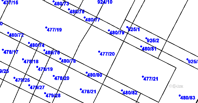 Parcela st. 477/20 v KÚ Červenka, Katastrální mapa