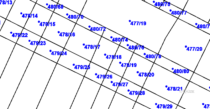 Parcela st. 478/18 v KÚ Červenka, Katastrální mapa