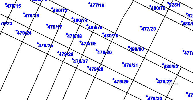 Parcela st. 478/20 v KÚ Červenka, Katastrální mapa