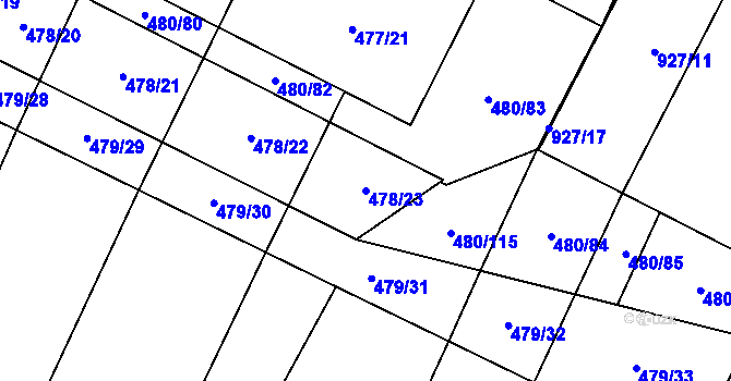 Parcela st. 478/23 v KÚ Červenka, Katastrální mapa