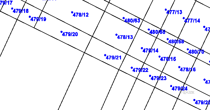 Parcela st. 479/21 v KÚ Červenka, Katastrální mapa