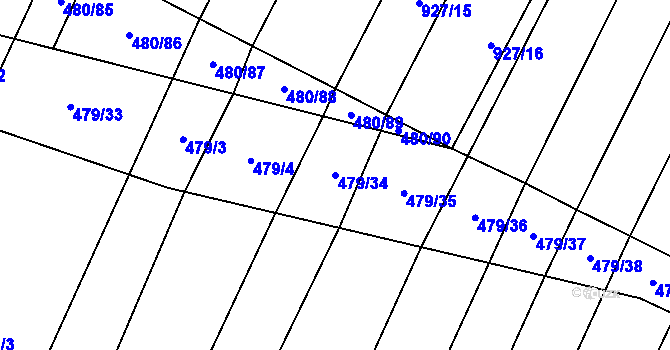 Parcela st. 479/34 v KÚ Červenka, Katastrální mapa