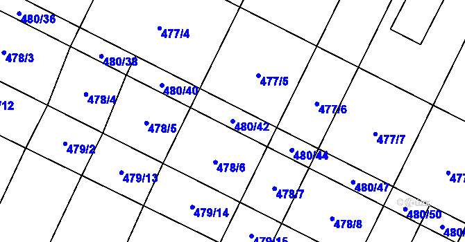Parcela st. 480/42 v KÚ Červenka, Katastrální mapa