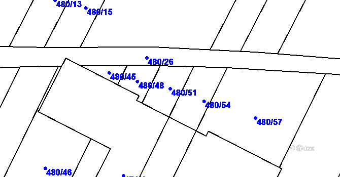 Parcela st. 480/51 v KÚ Červenka, Katastrální mapa