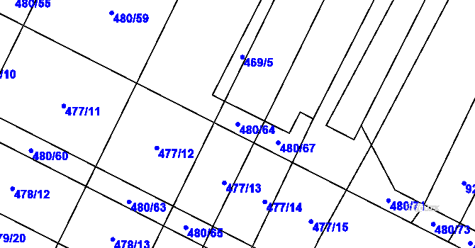 Parcela st. 480/64 v KÚ Červenka, Katastrální mapa