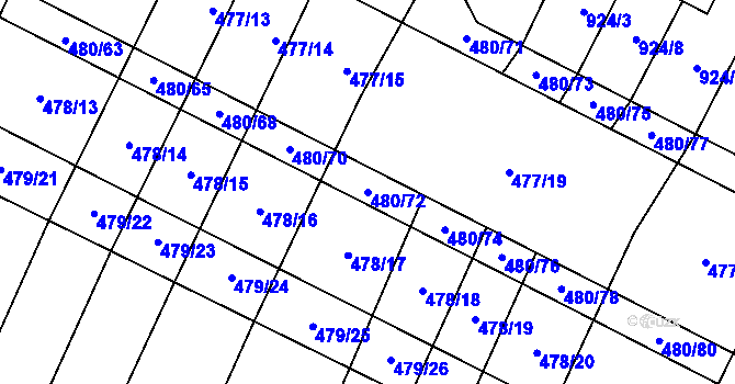 Parcela st. 480/72 v KÚ Červenka, Katastrální mapa