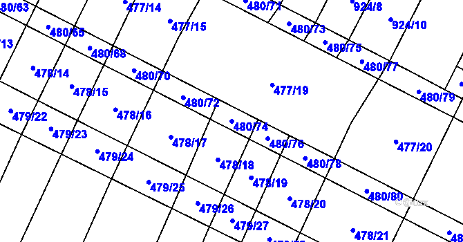 Parcela st. 480/74 v KÚ Červenka, Katastrální mapa