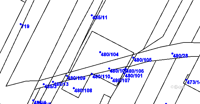 Parcela st. 480/104 v KÚ Červenka, Katastrální mapa