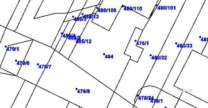 Parcela st. 484 v KÚ Červenka, Katastrální mapa