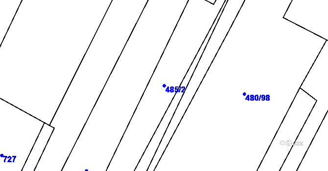 Parcela st. 485/2 v KÚ Červenka, Katastrální mapa
