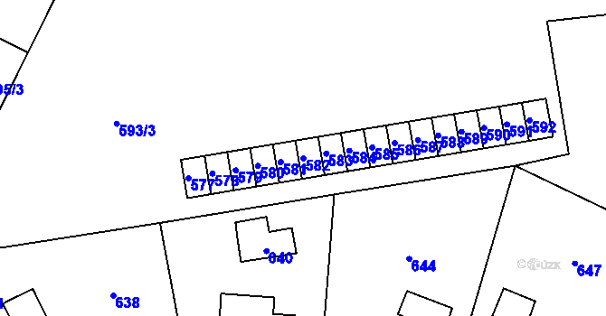 Parcela st. 582 v KÚ Červenka, Katastrální mapa