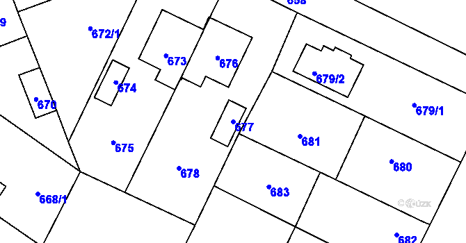 Parcela st. 677 v KÚ Červenka, Katastrální mapa