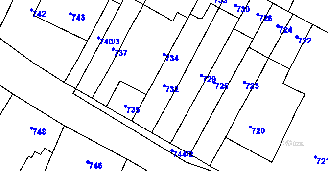 Parcela st. 732 v KÚ Červenka, Katastrální mapa