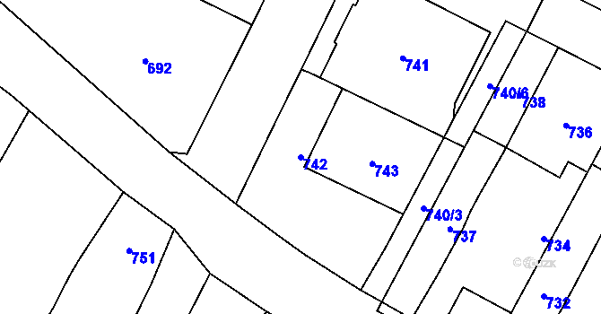 Parcela st. 742 v KÚ Červenka, Katastrální mapa