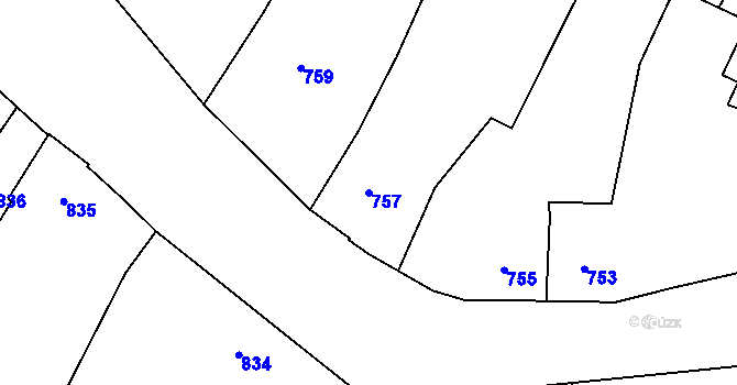 Parcela st. 757 v KÚ Červenka, Katastrální mapa