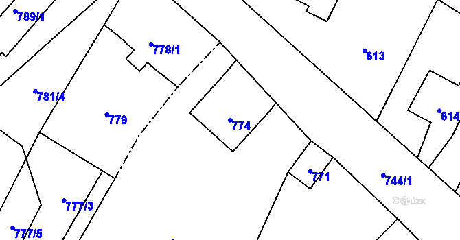 Parcela st. 774 v KÚ Červenka, Katastrální mapa
