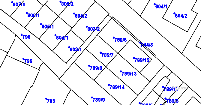 Parcela st. 789/7 v KÚ Červenka, Katastrální mapa