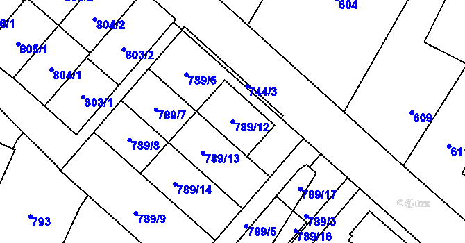 Parcela st. 789/12 v KÚ Červenka, Katastrální mapa