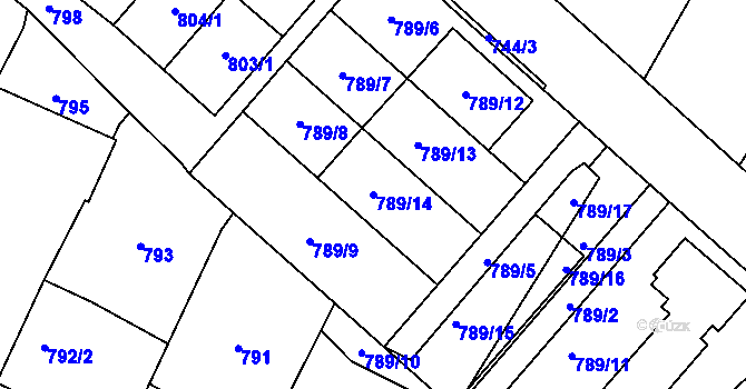 Parcela st. 789/14 v KÚ Červenka, Katastrální mapa