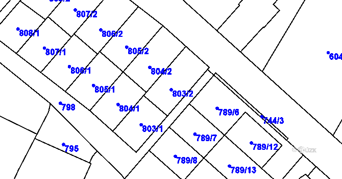 Parcela st. 803/2 v KÚ Červenka, Katastrální mapa
