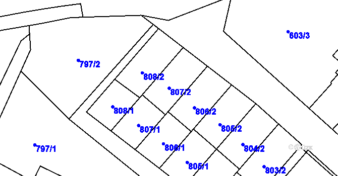 Parcela st. 807/2 v KÚ Červenka, Katastrální mapa