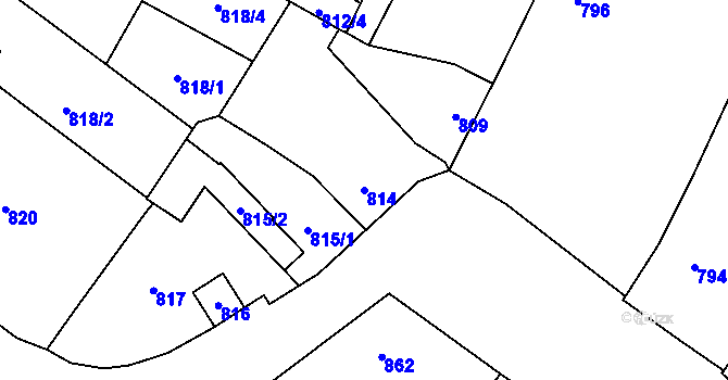 Parcela st. 814 v KÚ Červenka, Katastrální mapa