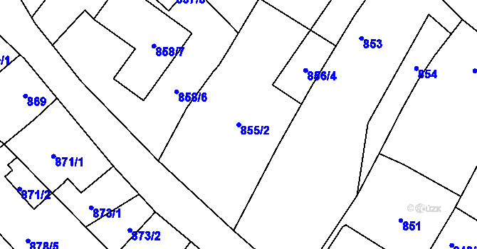 Parcela st. 855/2 v KÚ Červenka, Katastrální mapa