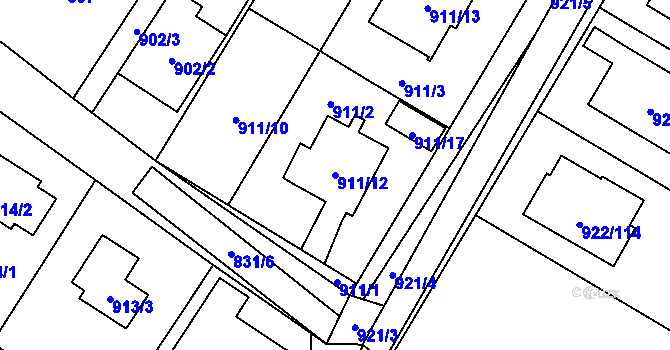 Parcela st. 911/12 v KÚ Červenka, Katastrální mapa