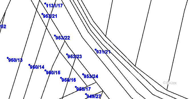 Parcela st. 931/21 v KÚ Červenka, Katastrální mapa
