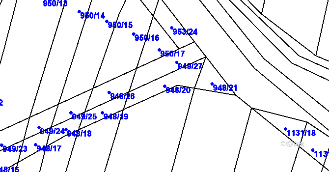 Parcela st. 948/20 v KÚ Červenka, Katastrální mapa