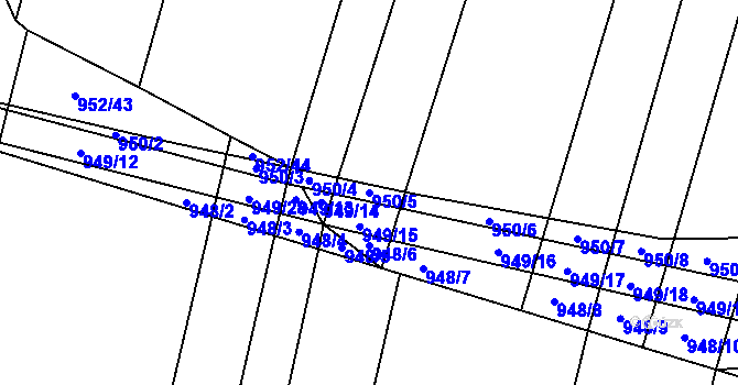 Parcela st. 950/5 v KÚ Červenka, Katastrální mapa