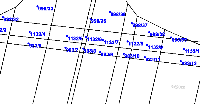 Parcela st. 983/9 v KÚ Červenka, Katastrální mapa
