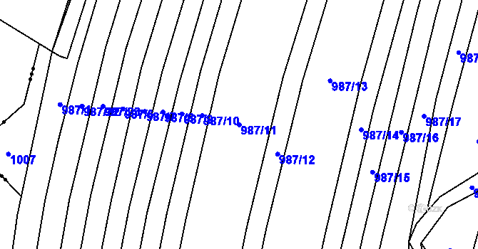 Parcela st. 987/11 v KÚ Červenka, Katastrální mapa