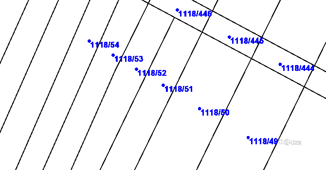 Parcela st. 1118/51 v KÚ Červenka, Katastrální mapa