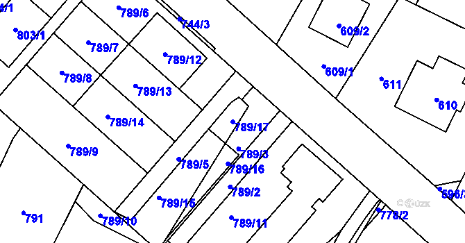 Parcela st. 789/17 v KÚ Červenka, Katastrální mapa
