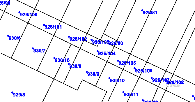 Parcela st. 926/104 v KÚ Červenka, Katastrální mapa