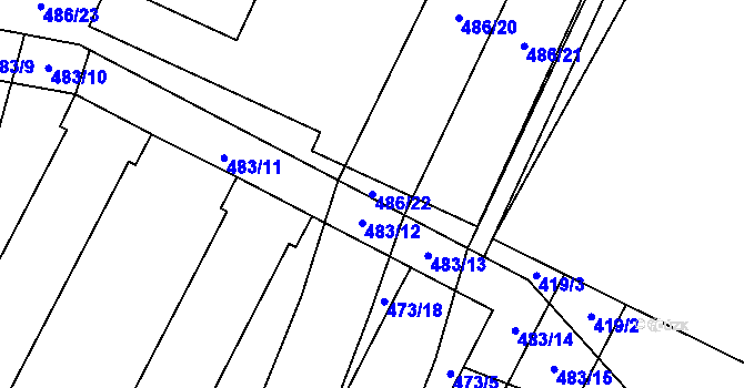 Parcela st. 486/22 v KÚ Červenka, Katastrální mapa