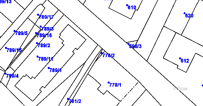 Parcela st. 778/2 v KÚ Červenka, Katastrální mapa