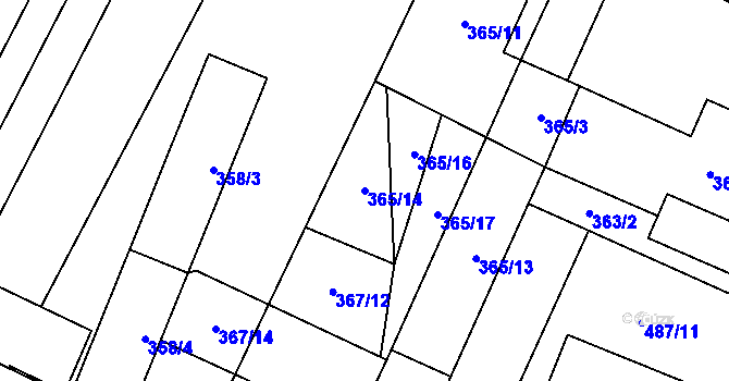 Parcela st. 365/14 v KÚ Červenka, Katastrální mapa