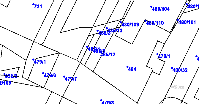 Parcela st. 485/12 v KÚ Červenka, Katastrální mapa