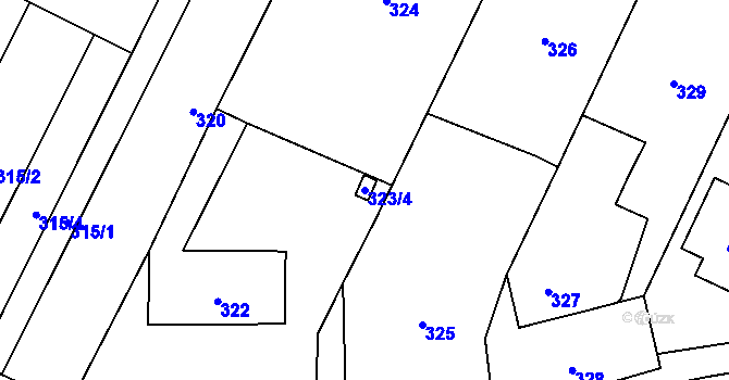 Parcela st. 323/4 v KÚ Červenka, Katastrální mapa