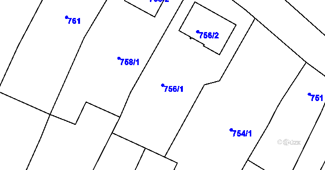 Parcela st. 756/1 v KÚ Červenka, Katastrální mapa