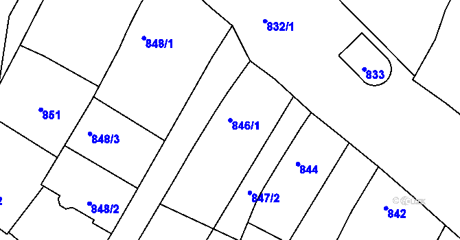 Parcela st. 846/1 v KÚ Červenka, Katastrální mapa