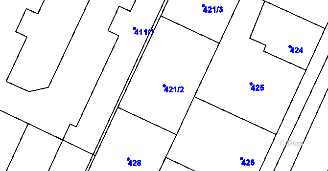 Parcela st. 421/2 v KÚ Červenka, Katastrální mapa
