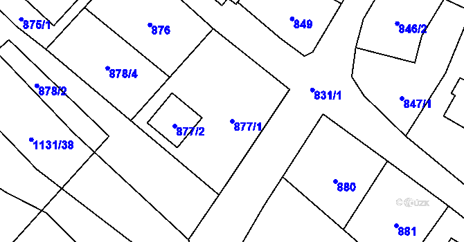 Parcela st. 877/1 v KÚ Červenka, Katastrální mapa