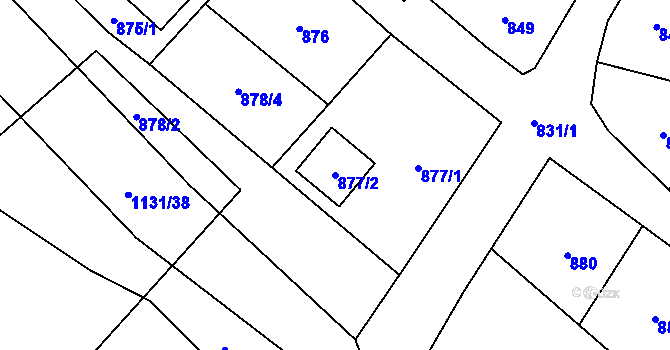 Parcela st. 877/2 v KÚ Červenka, Katastrální mapa